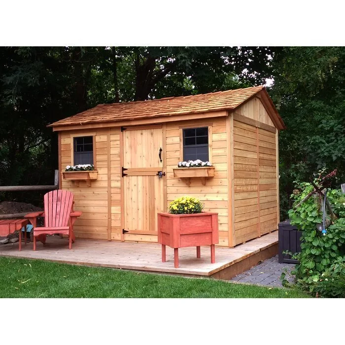 12 ft. W x 8 ft. D Cabana Cedar Wood Garden Shed - Image 2