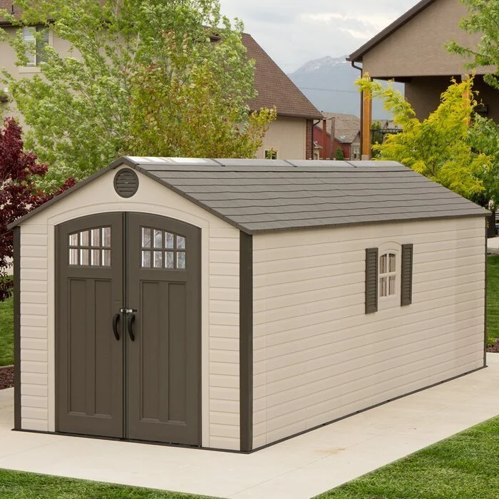 D Plastic Storage Shed 8 ft. W x 20 ft (White) - Image 3