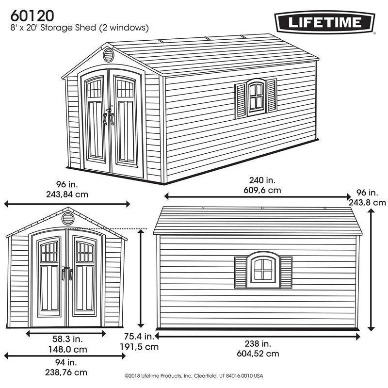 D Plastic Storage Shed 8 ft. W x 20 ft (White) - Image 7
